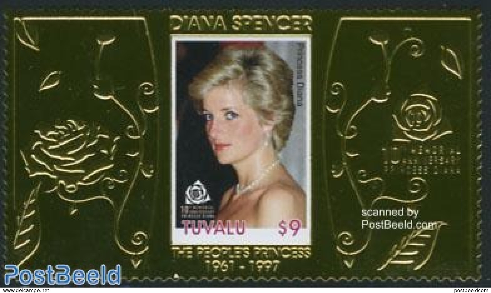 Tuvalu 2007 Death Of Diana 1v, Gold, Mint NH, History - Charles & Diana - Kings & Queens (Royalty) - Familles Royales