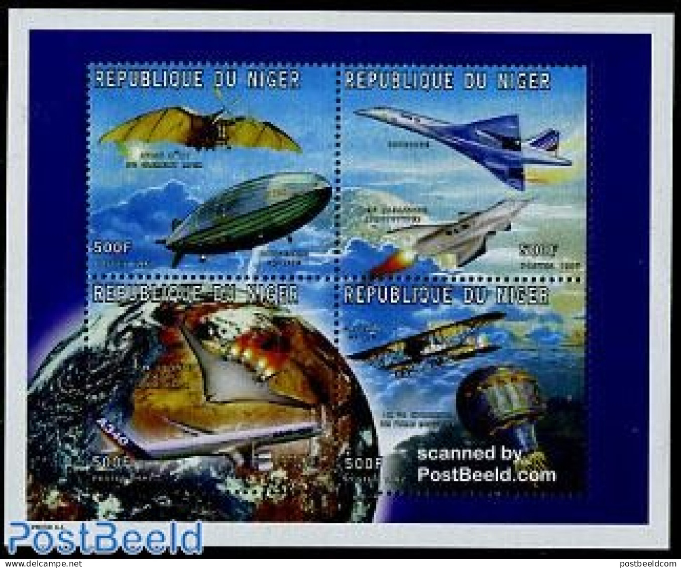 Niger 1997 Aviation 4v M/s, Mint NH, Transport - Balloons - Aircraft & Aviation - Zeppelins - Airships