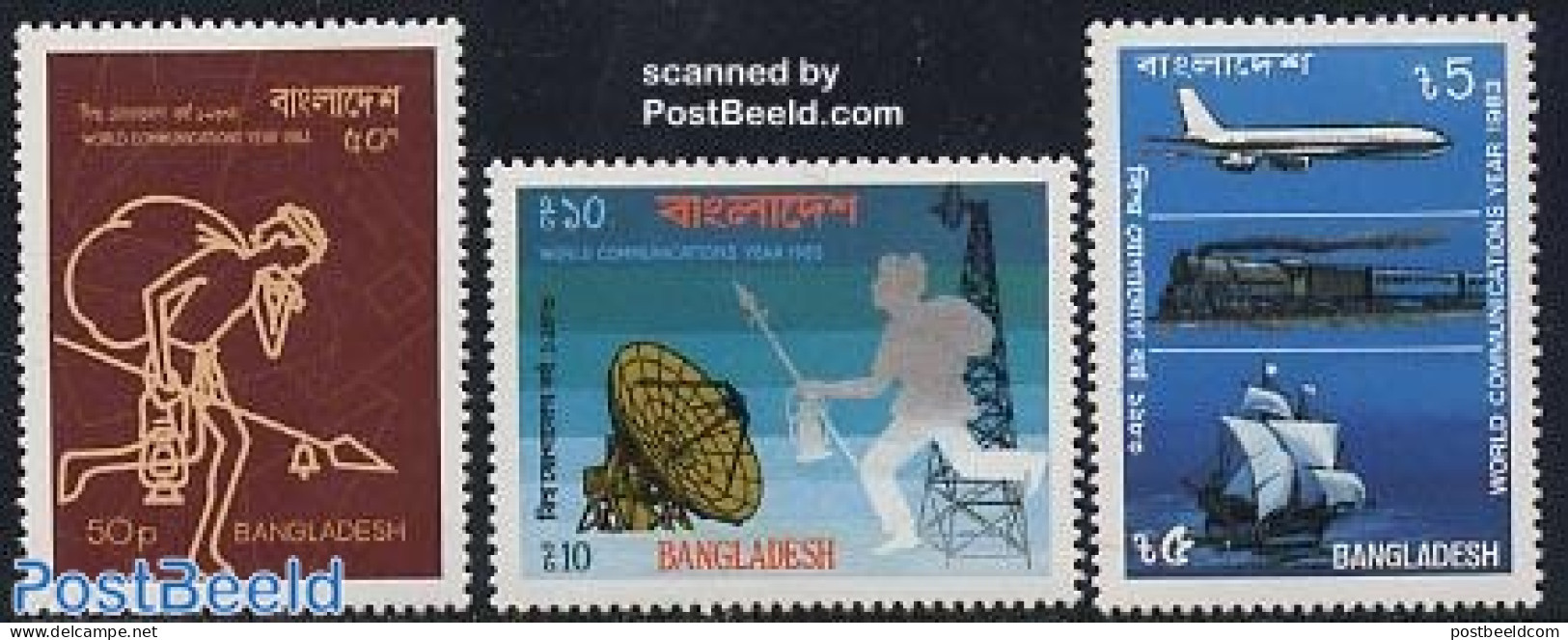 Bangladesh 1983 World Communication Year 3v, Mint NH, Science - Transport - Int. Communication Year 1983 - Telecommuni.. - Telecom
