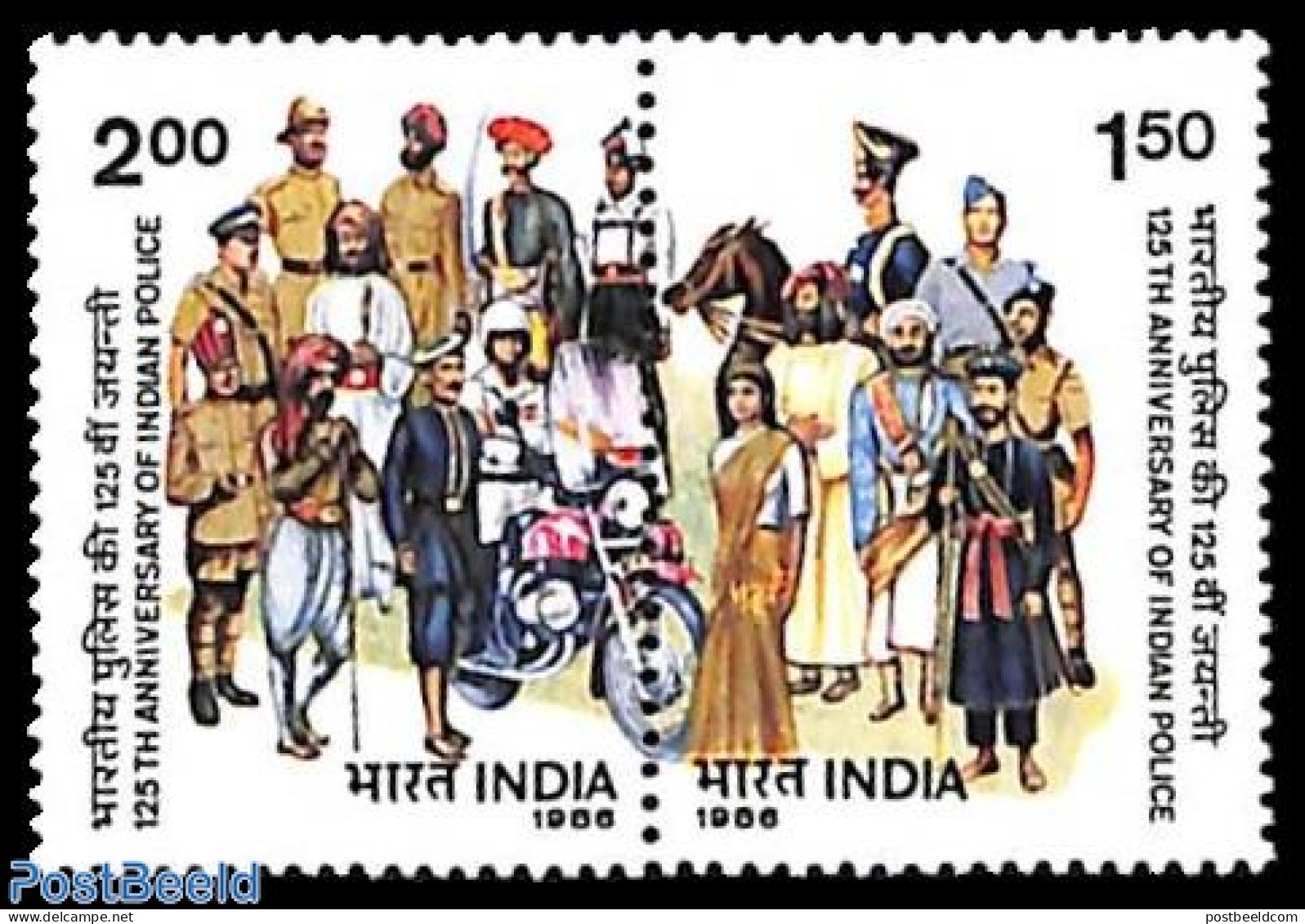 India 1986 Police 2v [:], Mint NH, Transport - Various - Motorcycles - Police - Ongebruikt