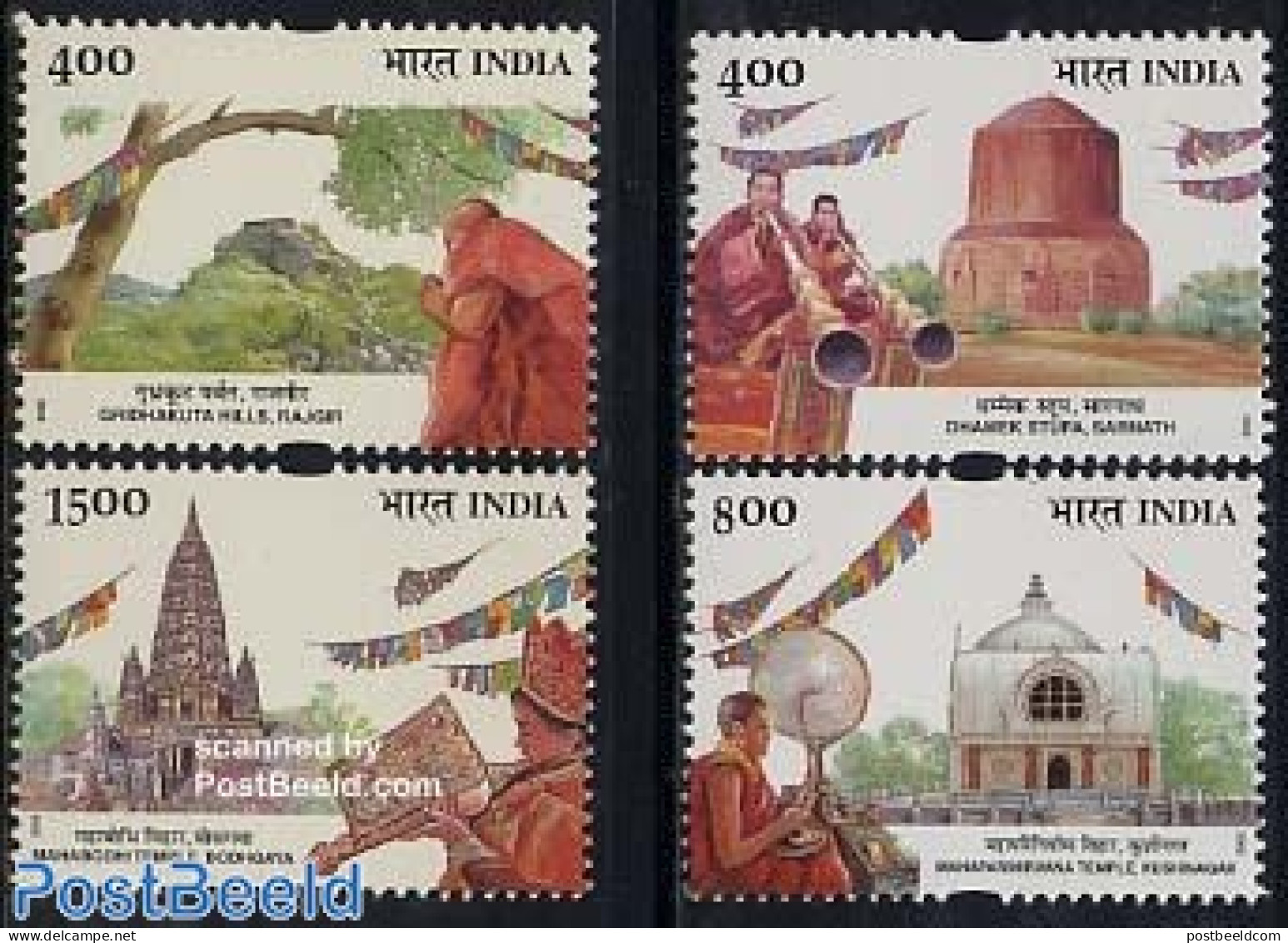 India 2002 Holy Places 4v, Mint NH, Performance Art - Religion - Music - Religion - Ungebraucht