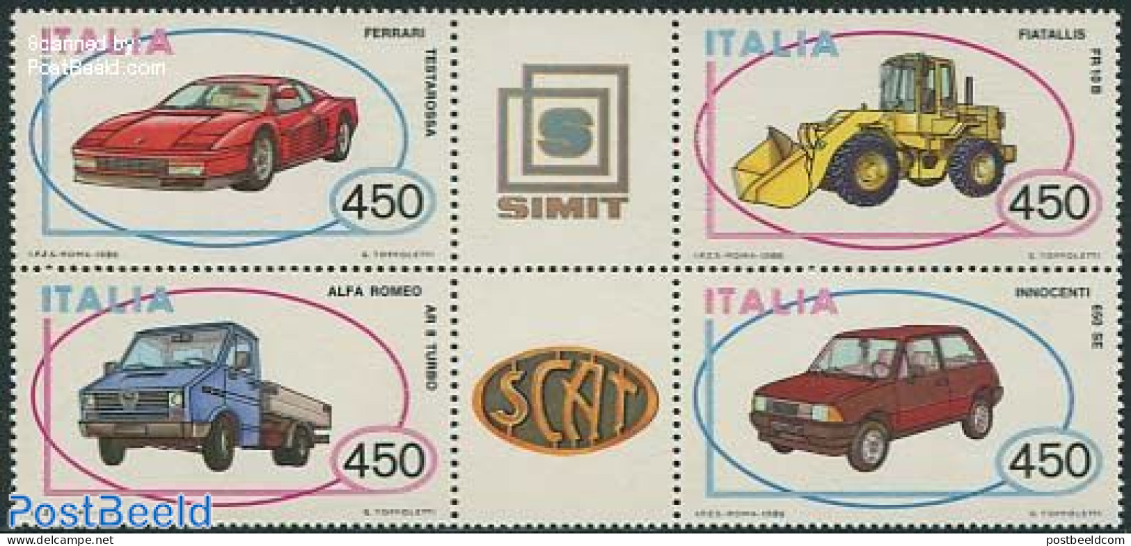 Italy 1986 Automobiles 4v+2tabs [++], Mint NH, Transport - Automobiles - Ferrari - Autres & Non Classés