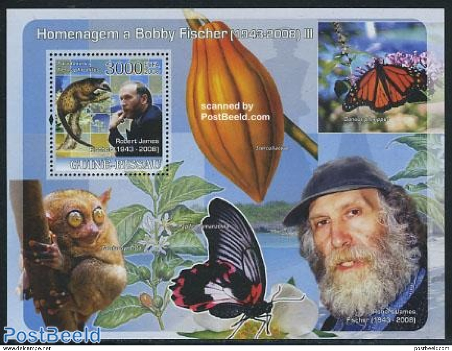 Guinea Bissau 2008 Chess Masters S/s, Mint NH, Nature - Sport - Animals (others & Mixed) - Butterflies - Chess - Schaken