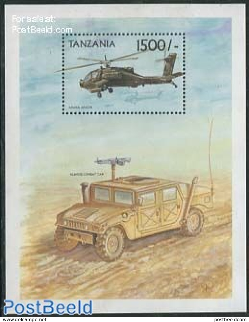Tanzania 1999 Military Helicopters S/s, Mint NH, History - Transport - Militarism - Automobiles - Helicopters - Militaria