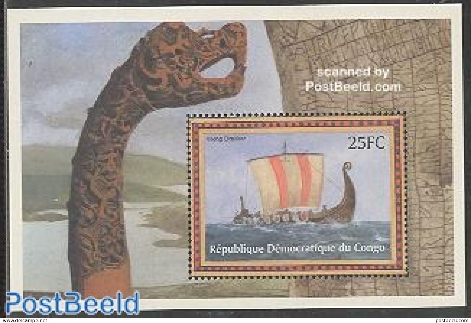 Congo Dem. Republic, (zaire) 2001 Viking Drakkar S/s, Mint NH, Transport - Ships And Boats - Schiffe