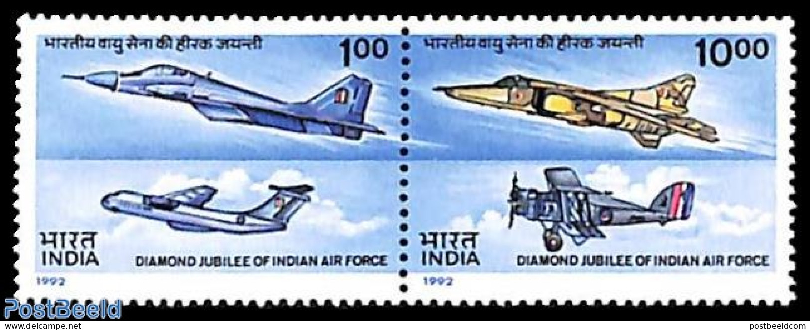 India 1992 Air Force 2v [:], Mint NH, Transport - Aircraft & Aviation - Neufs