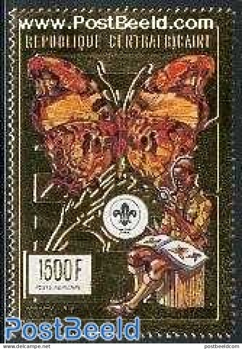 Central Africa 1990 Scouting, Butterfly 1v, Gold, Mint NH, Nature - Sport - Butterflies - Scouting - Centraal-Afrikaanse Republiek