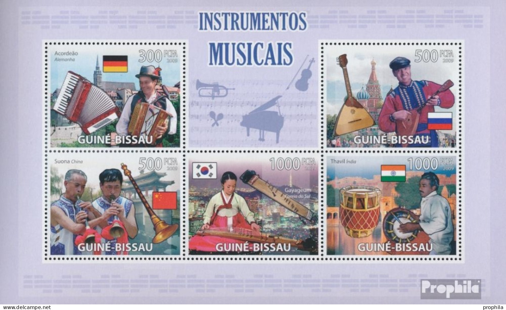 Guinea-Bissau 4373-4377 Kleinbogen (kompl. Ausgabe) Postfrisch 2009 Musikinstrumente - Guinée-Bissau