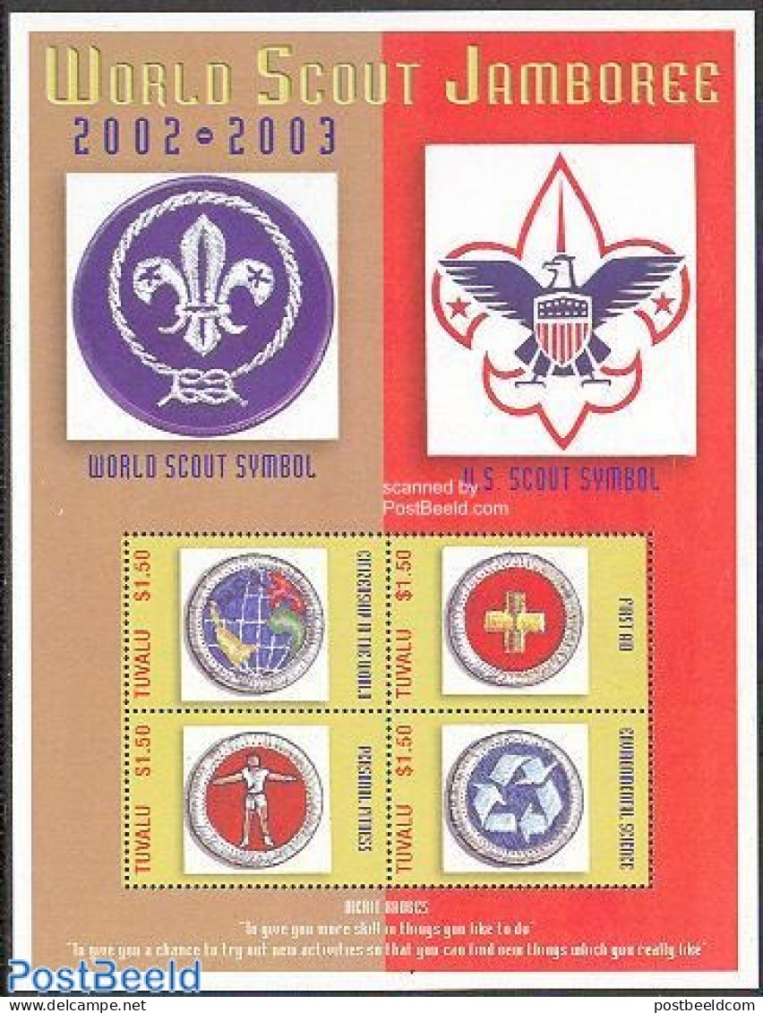 Tuvalu 2002 Scouting 4v M/s /symbols, Mint NH, Sport - Scouting - Altri & Non Classificati