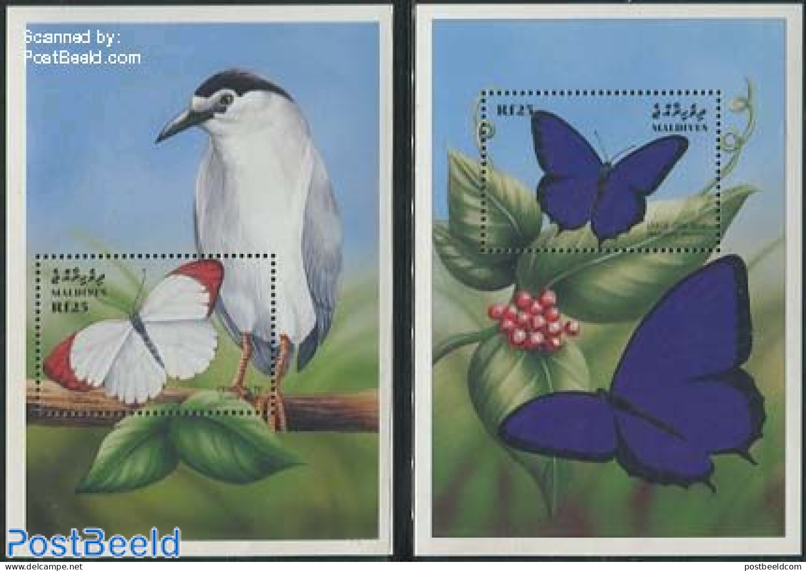 Maldives 1999 Butterflies 2 S/s, Mint NH, Nature - Butterflies - Malediven (1965-...)