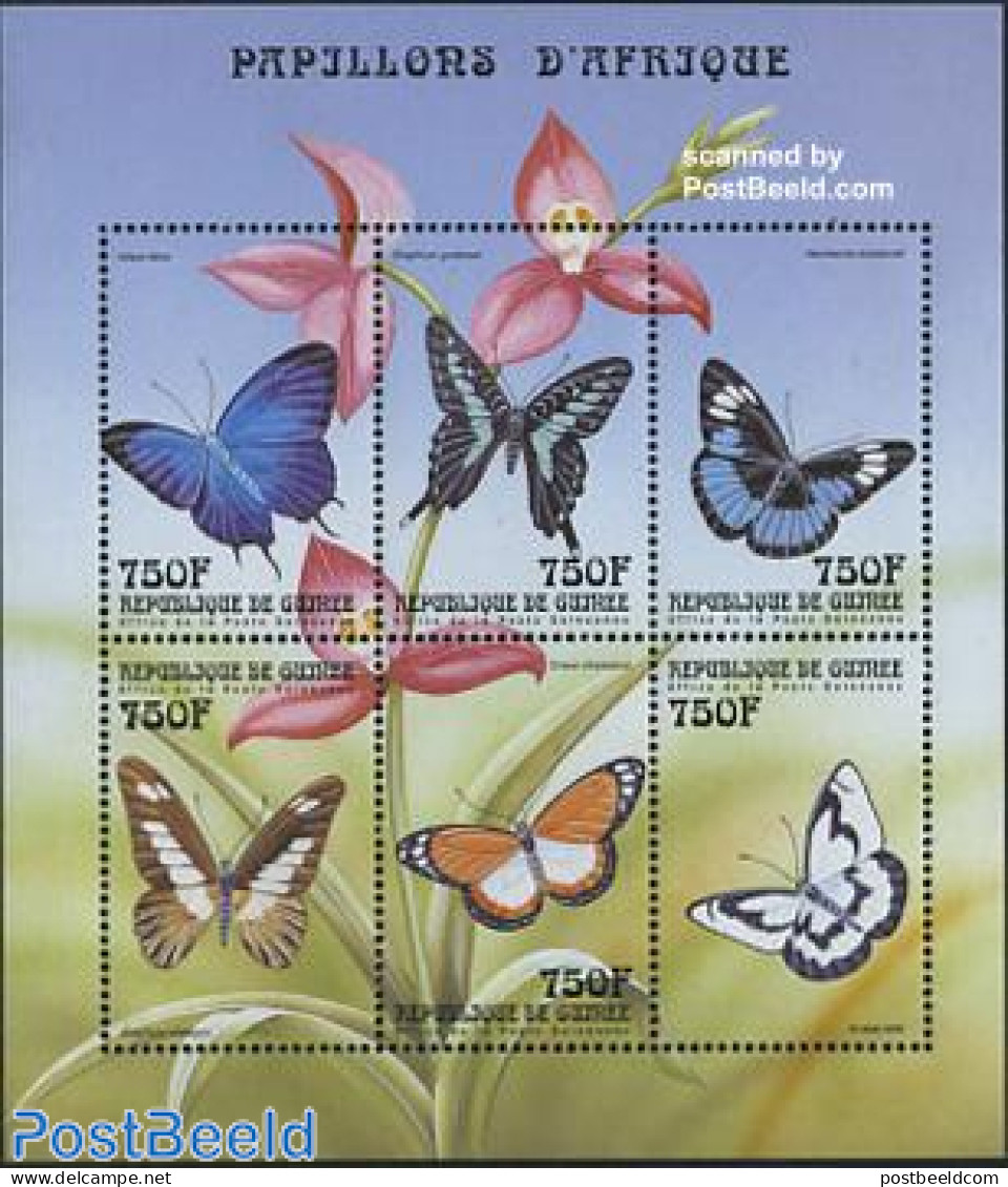 Guinea, Republic 1999 Butterflies 6v M/s (6x750F), Mint NH, Nature - Butterflies - Flowers & Plants - Andere & Zonder Classificatie