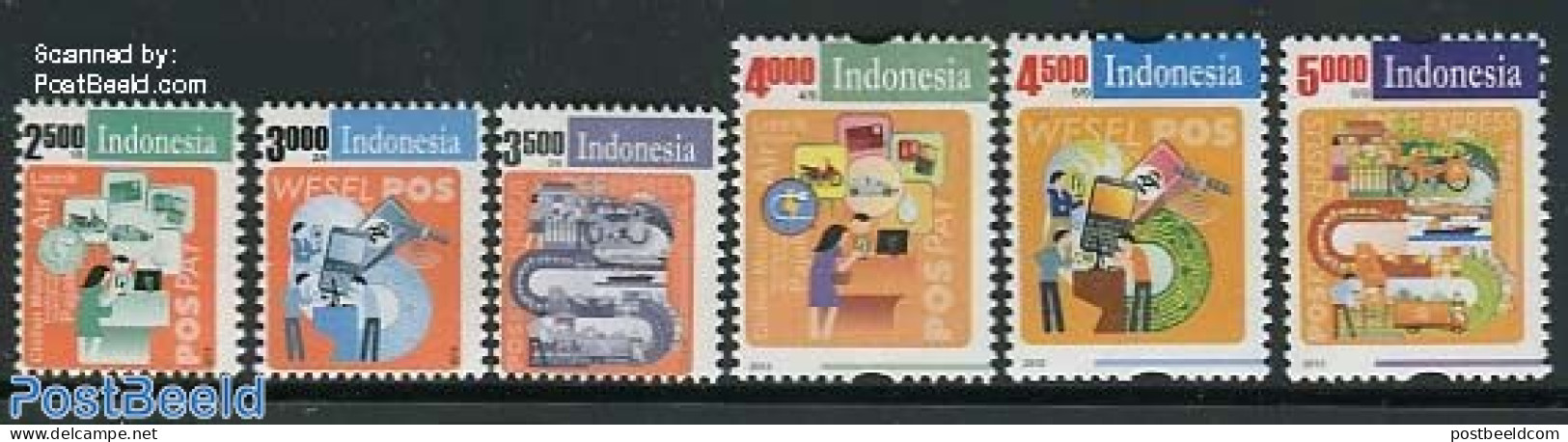 Indonesia 2013 Postal Services 6v, Mint NH, Science - Transport - Telecommunication - Post - Motorcycles - Space Explo.. - Télécom
