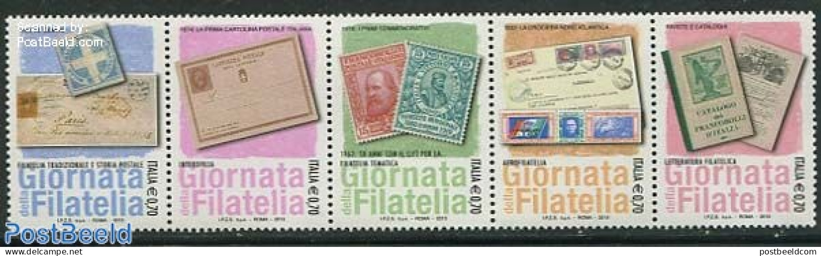 Italy 2013 Stamp Day 5v [::::], Mint NH, Stamp Day - Stamps On Stamps - Sonstige & Ohne Zuordnung