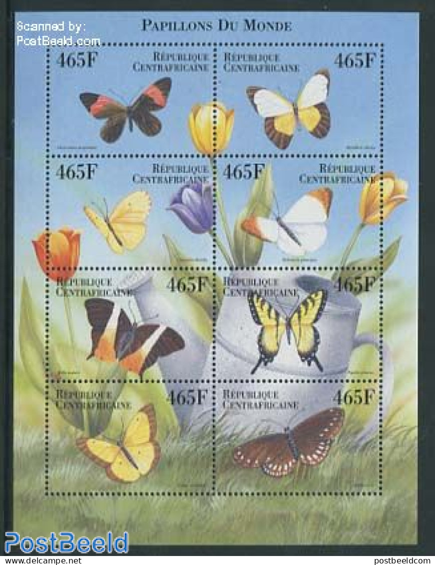 Central Africa 2000 Butterflies 8v M/s (8x465F), Mint NH, Nature - Butterflies - Zentralafrik. Republik