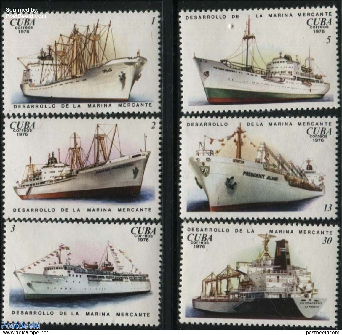Cuba 1976 Ships 6v, Mint NH, Transport - Ships And Boats - Ungebraucht