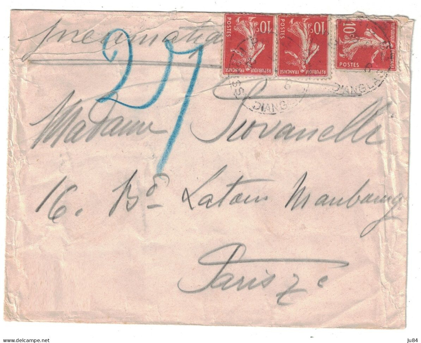 Paris - Pneumatique - Lettre Pour Paris - 1912 - Posttarieven