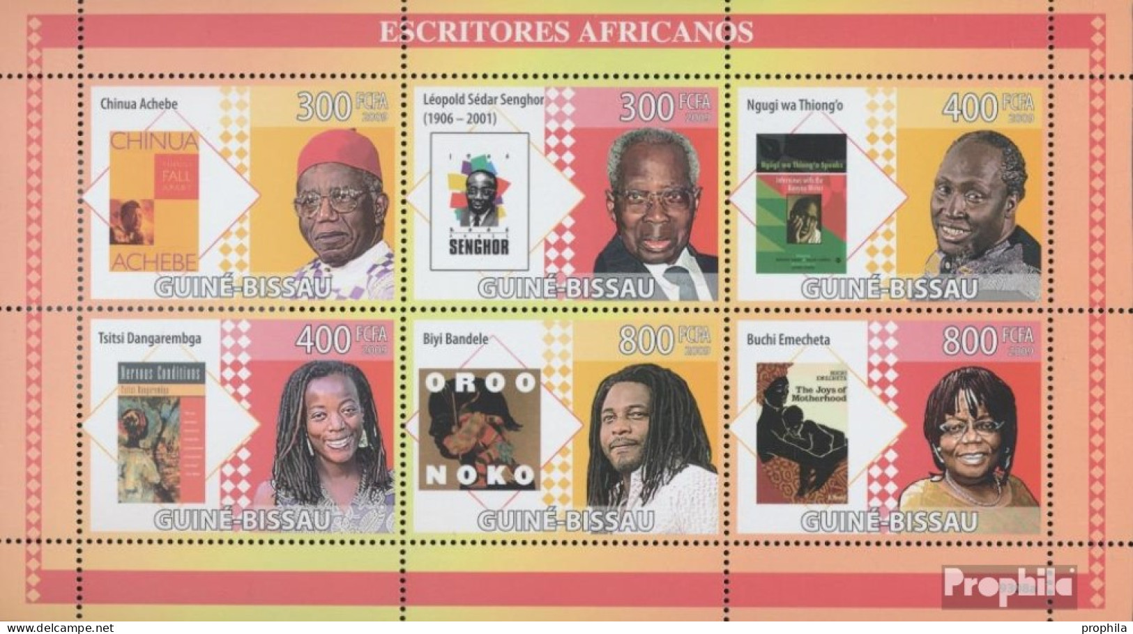 Guinea-Bissau 4183-4188 Kleinbogen (kompl. Ausgabe) Postfrisch 2009 Afrikanische Schriftsteller - Guinea-Bissau