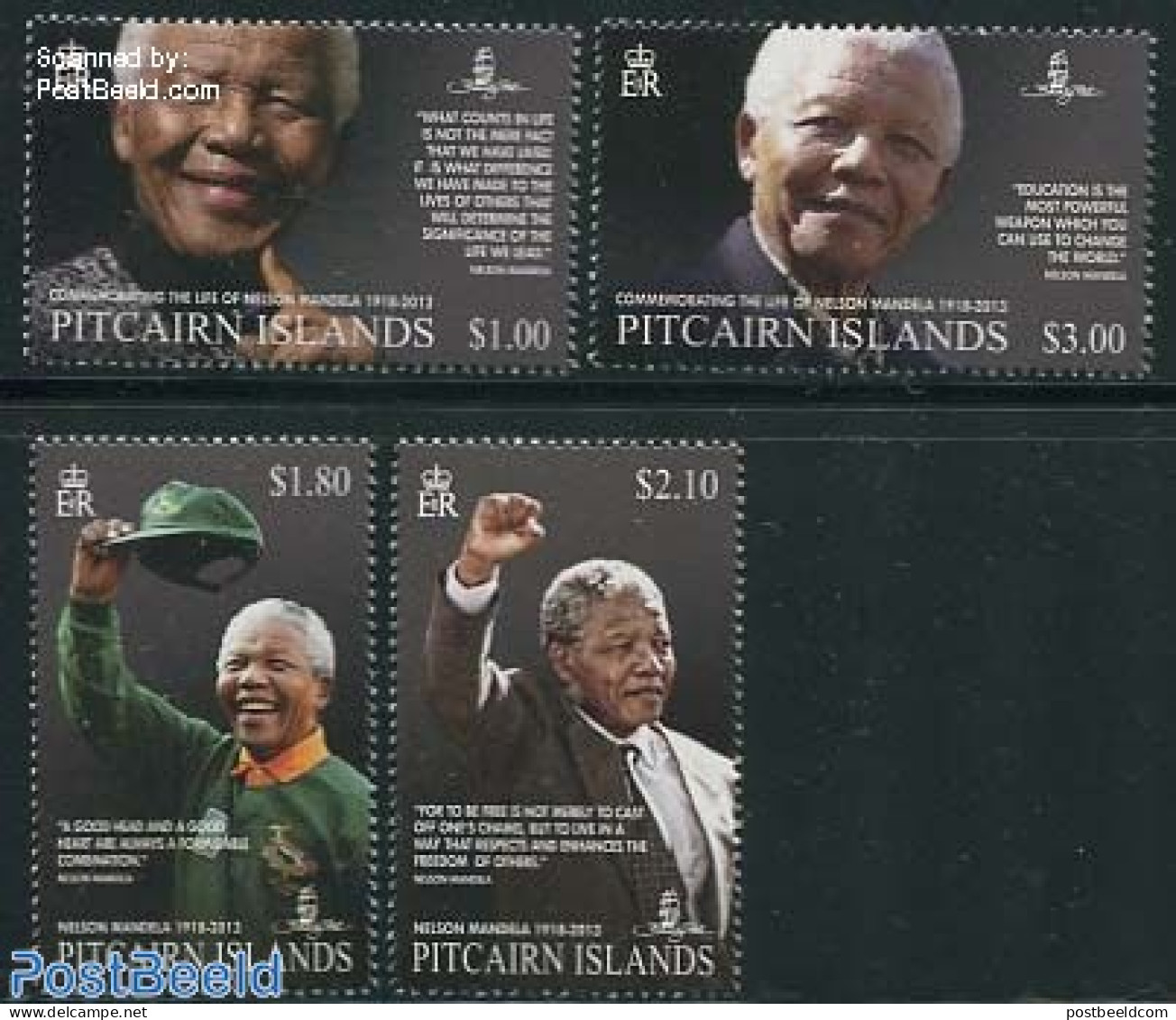 Pitcairn Islands 2014 Nelson Mandela 4v, Mint NH, History - Nobel Prize Winners - Politicians - Nelson Mandela - Nobelprijs