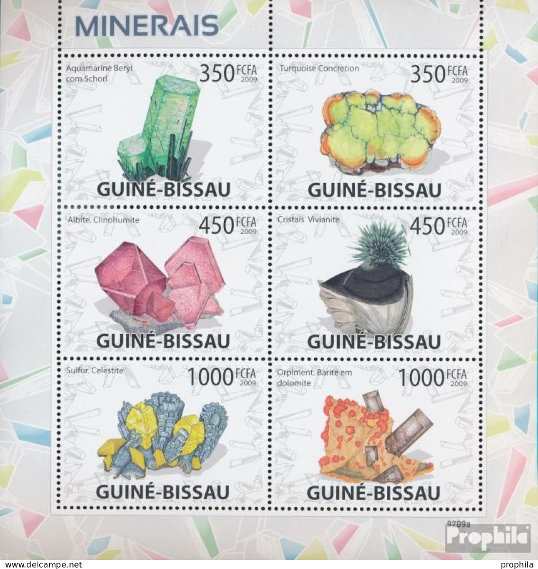 Guinea-Bissau 4097-4102 Kleinbogen (kompl. Ausgabe) Postfrisch 2009 Mineralien - Guinée-Bissau