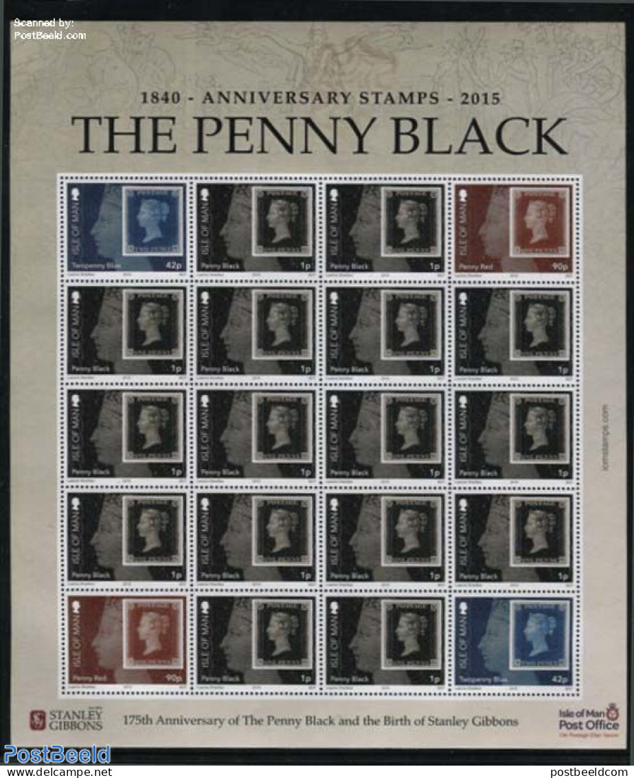 Isle Of Man 2015 Penny Black, Stamp Anniversary M/s, Mint NH, Stamps On Stamps - Timbres Sur Timbres