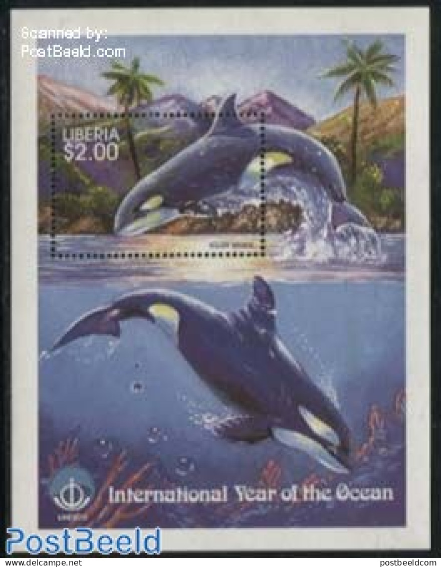 Liberia 1998 Killer Whale S/s, Mint NH, Nature - Sea Mammals - Sonstige & Ohne Zuordnung