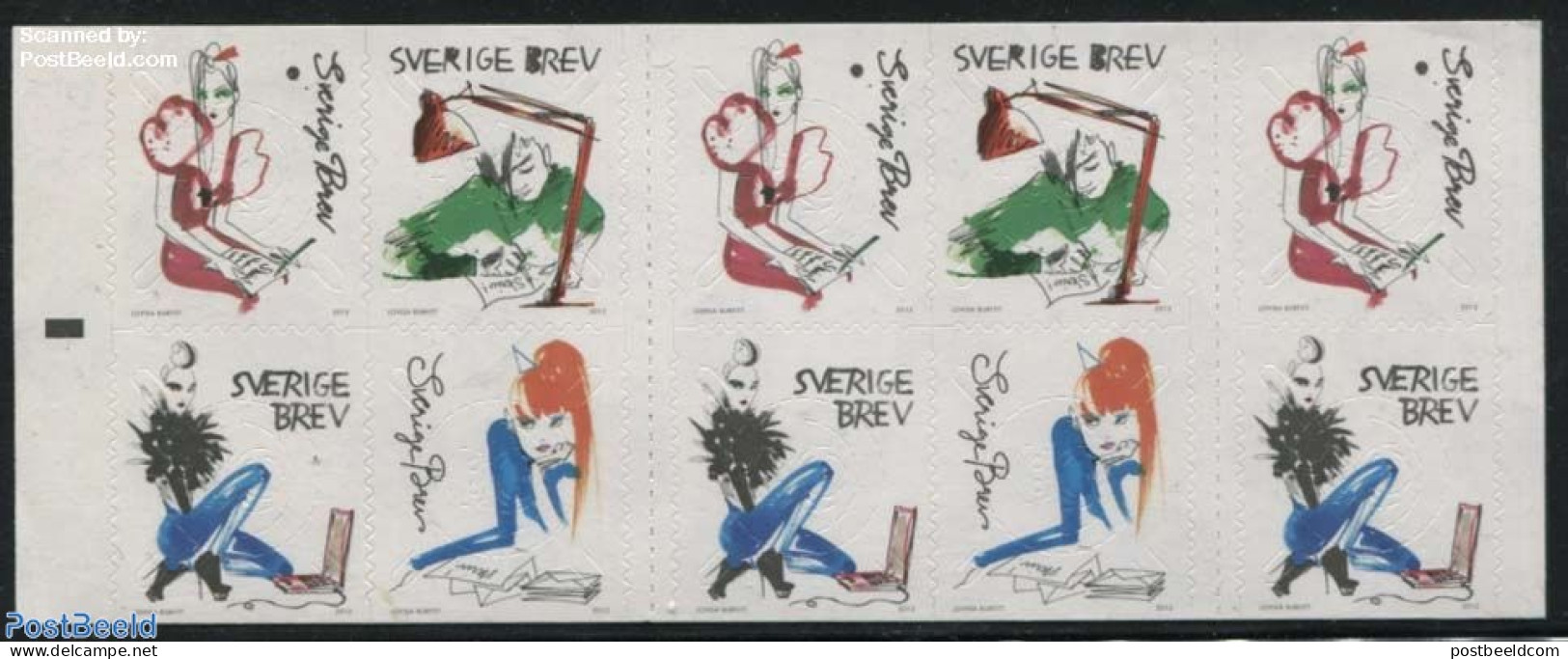 Sweden 2012 Write A Letter Foil Booklet, Mint NH, Stamp Booklets - Neufs