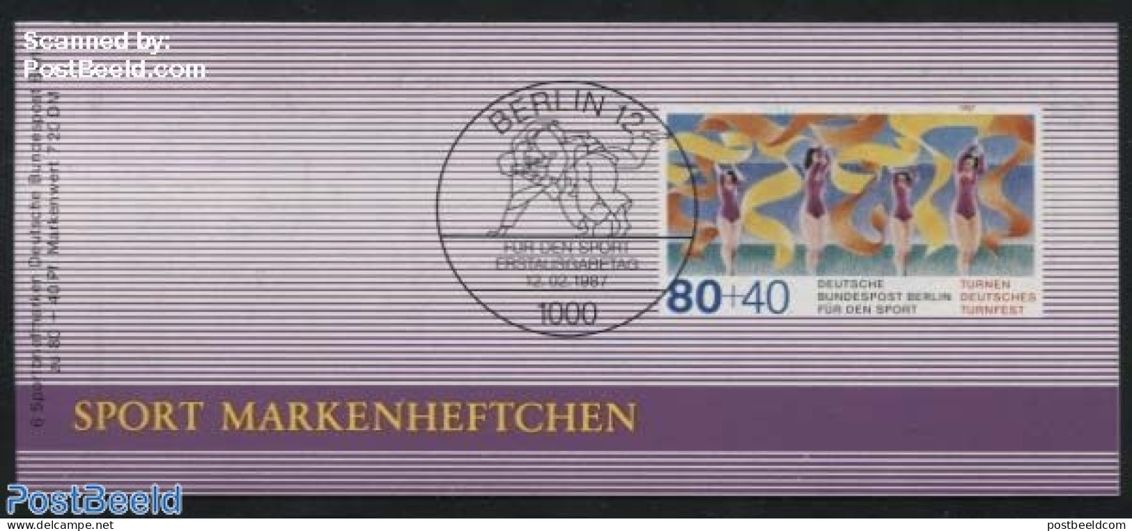 Germany, Berlin 1987 Sports Booklet, Mint NH, Sport - Gymnastics - Sport (other And Mixed) - Stamp Booklets - Unused Stamps