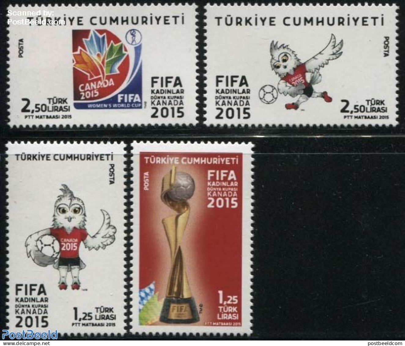 Türkiye 2015 FIFA Womens World Cup 4v, Mint NH, Nature - Sport - Birds - Football - Other & Unclassified