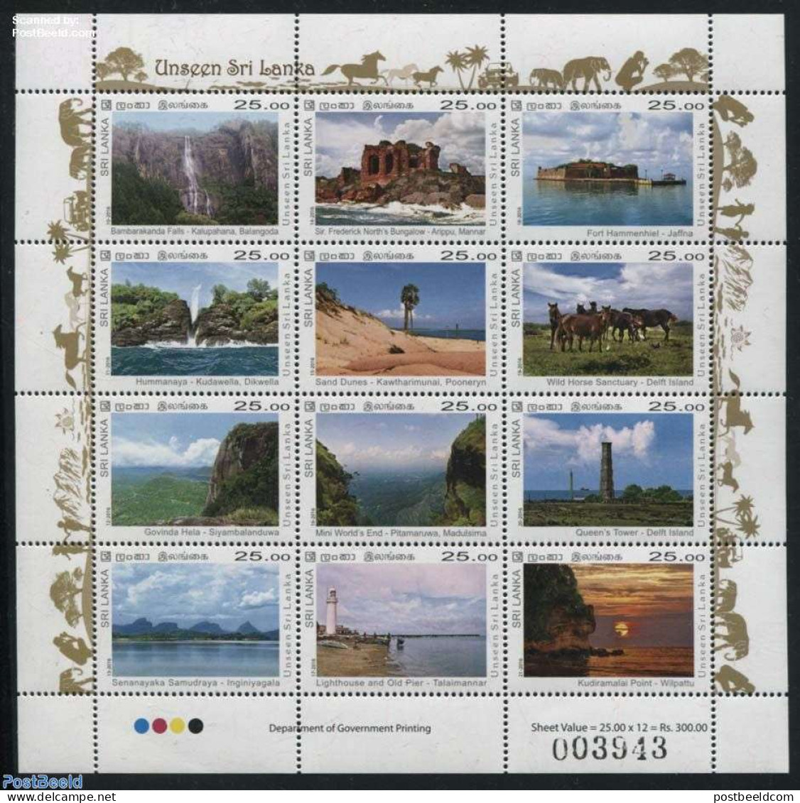 Sri Lanka (Ceylon) 2016 Unseen Sri Lanka 12v M/s, Mint NH, Nature - Various - Horses - Water, Dams & Falls - Lighthous.. - Lighthouses