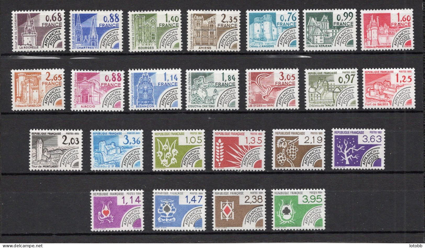 France PREOBLITERE - Monuments + Saisons + Cartes Yv 162 à 185 NEUF ** Luxe - 1964-1988