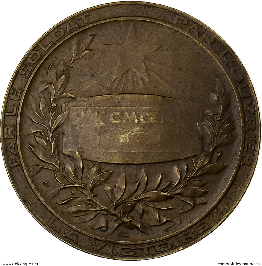 France, Médaille, Aux Poilus D'Usine, La Victoire, Bronze, Lordonnois, TTB+ - Sonstige & Ohne Zuordnung