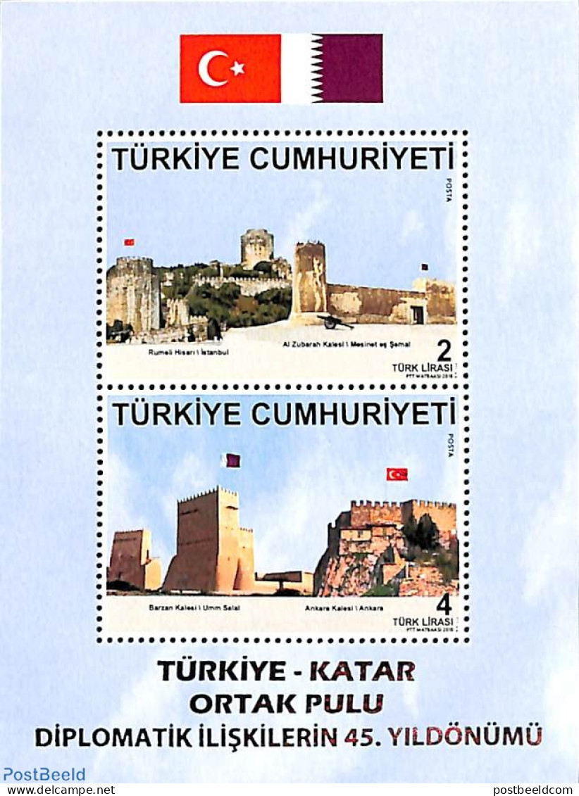 Türkiye 2018 Joint Issue Qatar S/s, Mint NH, Various - Joint Issues - Art - Castles & Fortifications - Autres & Non Classés