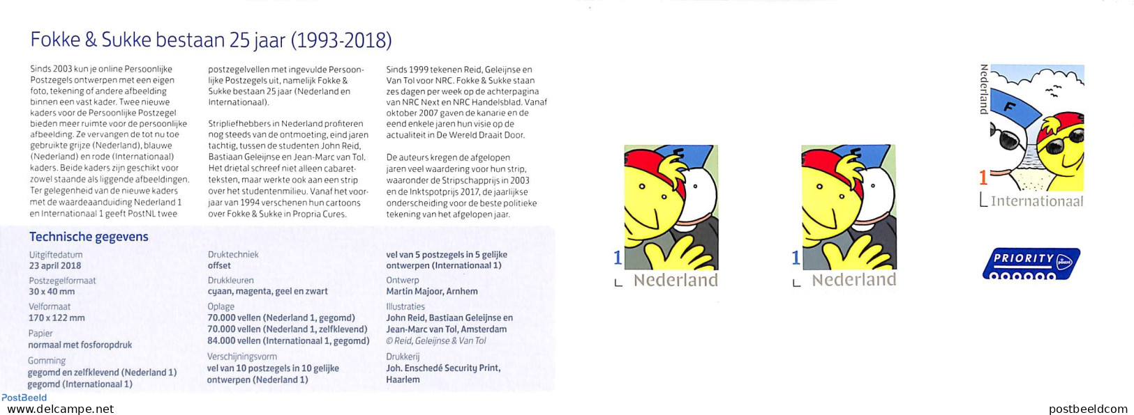 Netherlands 2018 Fokke En Sukke, Presentation Pack 575, Mint NH - Ongebruikt