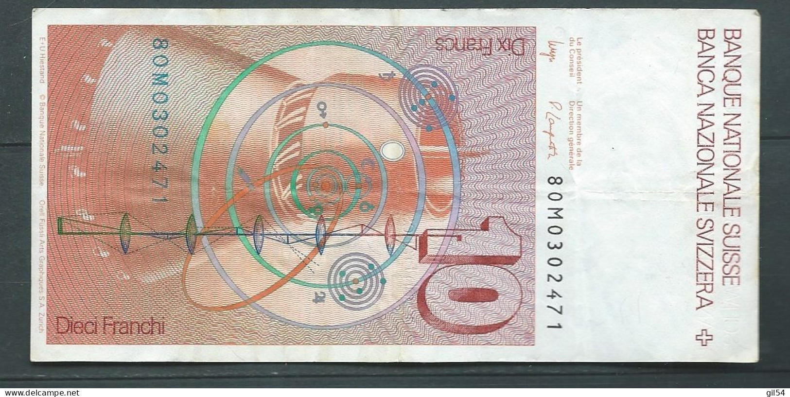 Billet 10 Francs 1987 Svizzera Suisse Schweiz 80M0302471  --  Laura14328 - Suiza