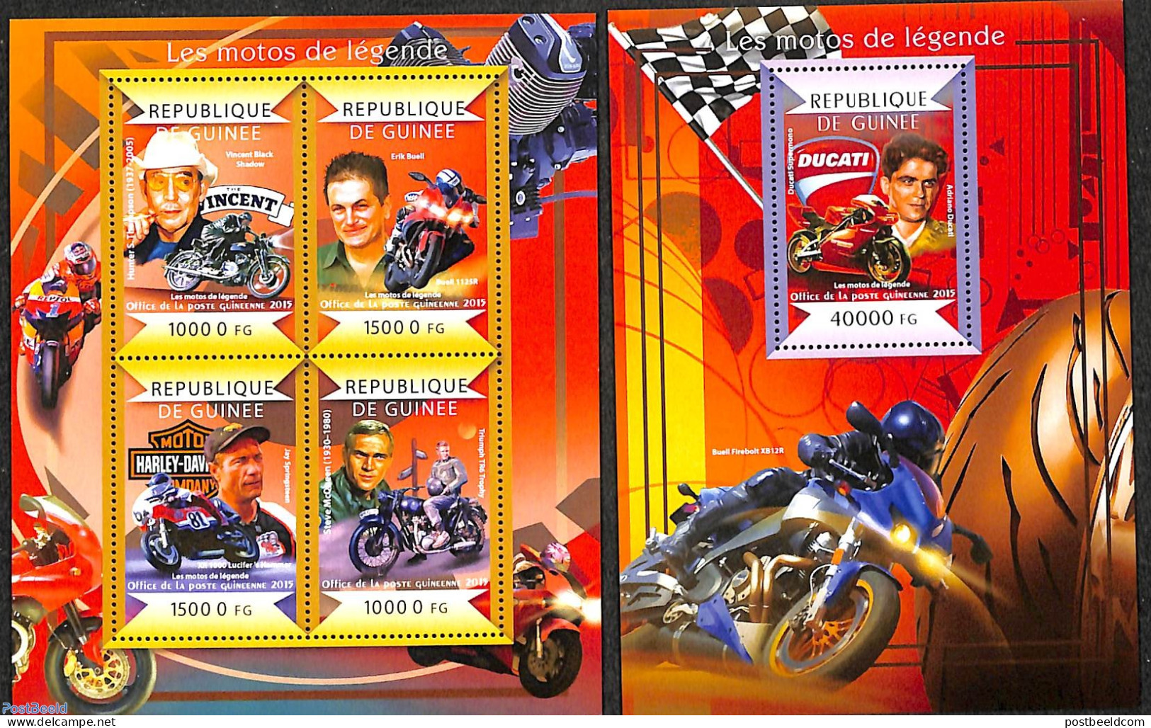 Guinea, Republic 2015 Motor Legends 2 S/s, Mint NH, Transport - Motorcycles - Motorbikes