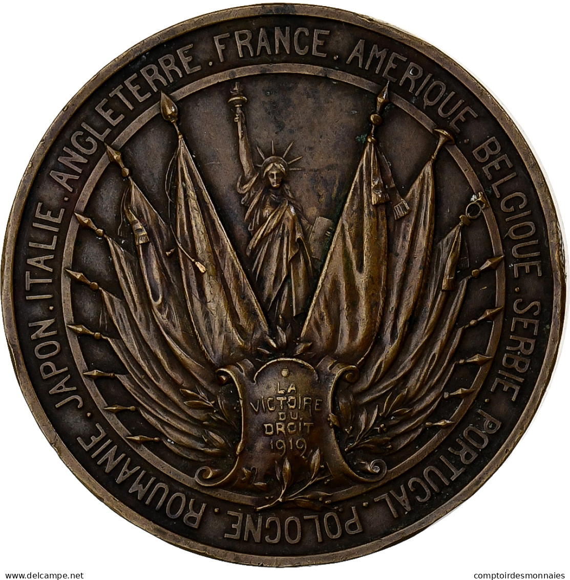 France, Médaille, Traité De Versailles, Victoire Du Droit, 1919, Bronze - Sonstige & Ohne Zuordnung
