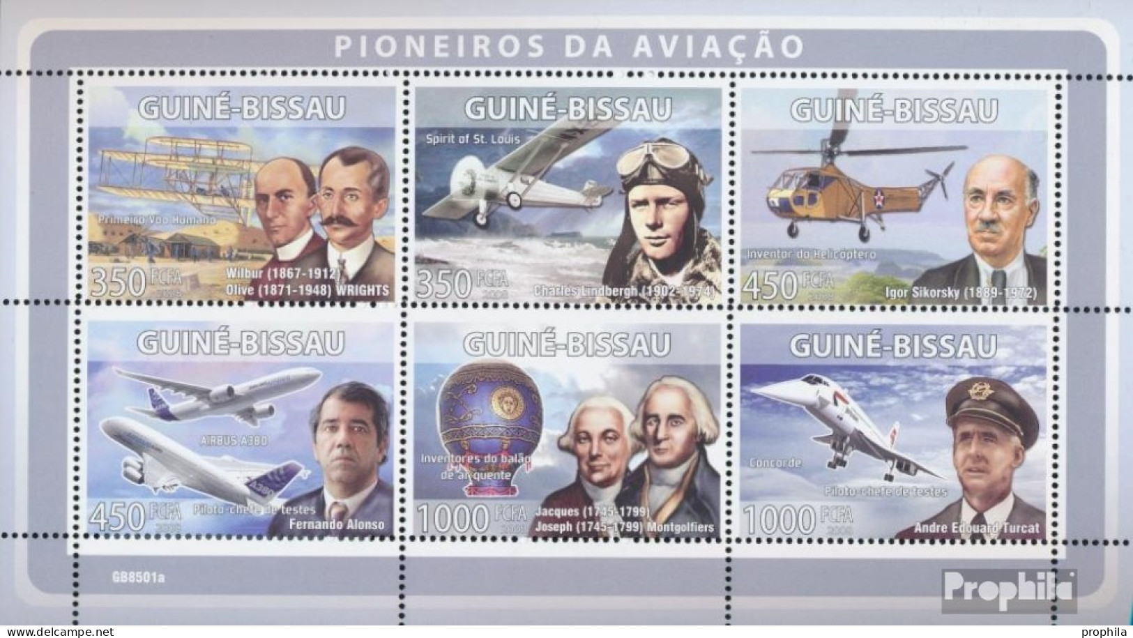 Guinea-Bissau 3923-3928 Kleinbogen (kompl. Ausgabe) Postfrisch 2008 Pioniere Der Luftfahrt - Guinée-Bissau