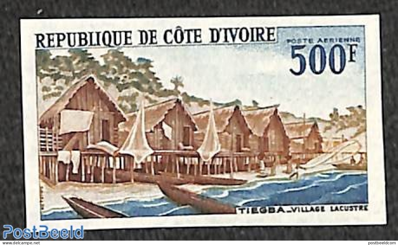 Congo Republic 1968 Tiegba Village 1v, Imperforated, Mint NH, Transport - Ships And Boats - Bateaux