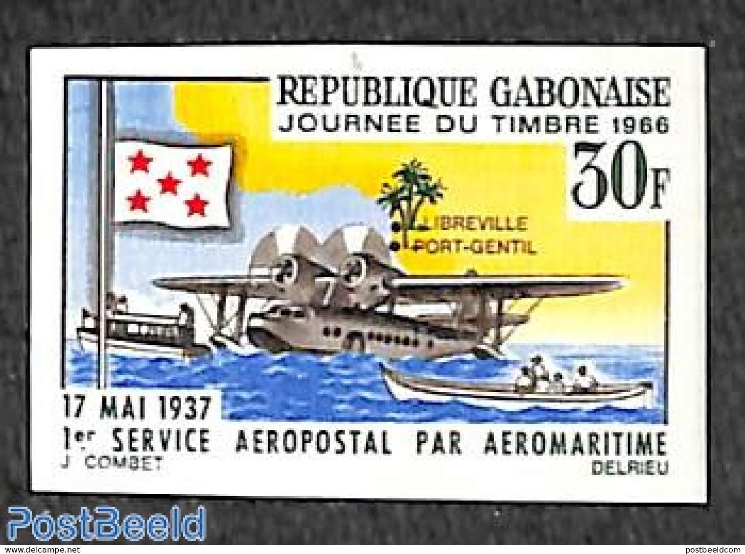 Gabon 1966 Stamp Day 1v, Imperforated, Mint NH, Transport - Stamp Day - Ships And Boats - Neufs