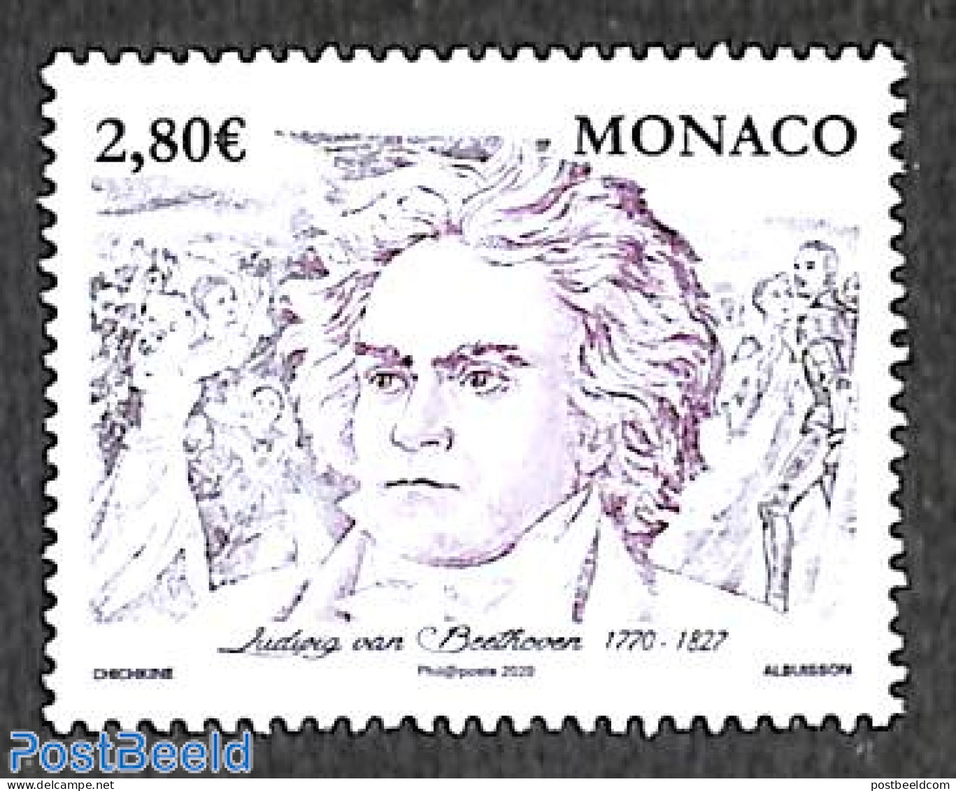 Monaco 2020 Ludwig Von Beethoven 1v, Mint NH, Performance Art - Music - Art - Composers - Unused Stamps