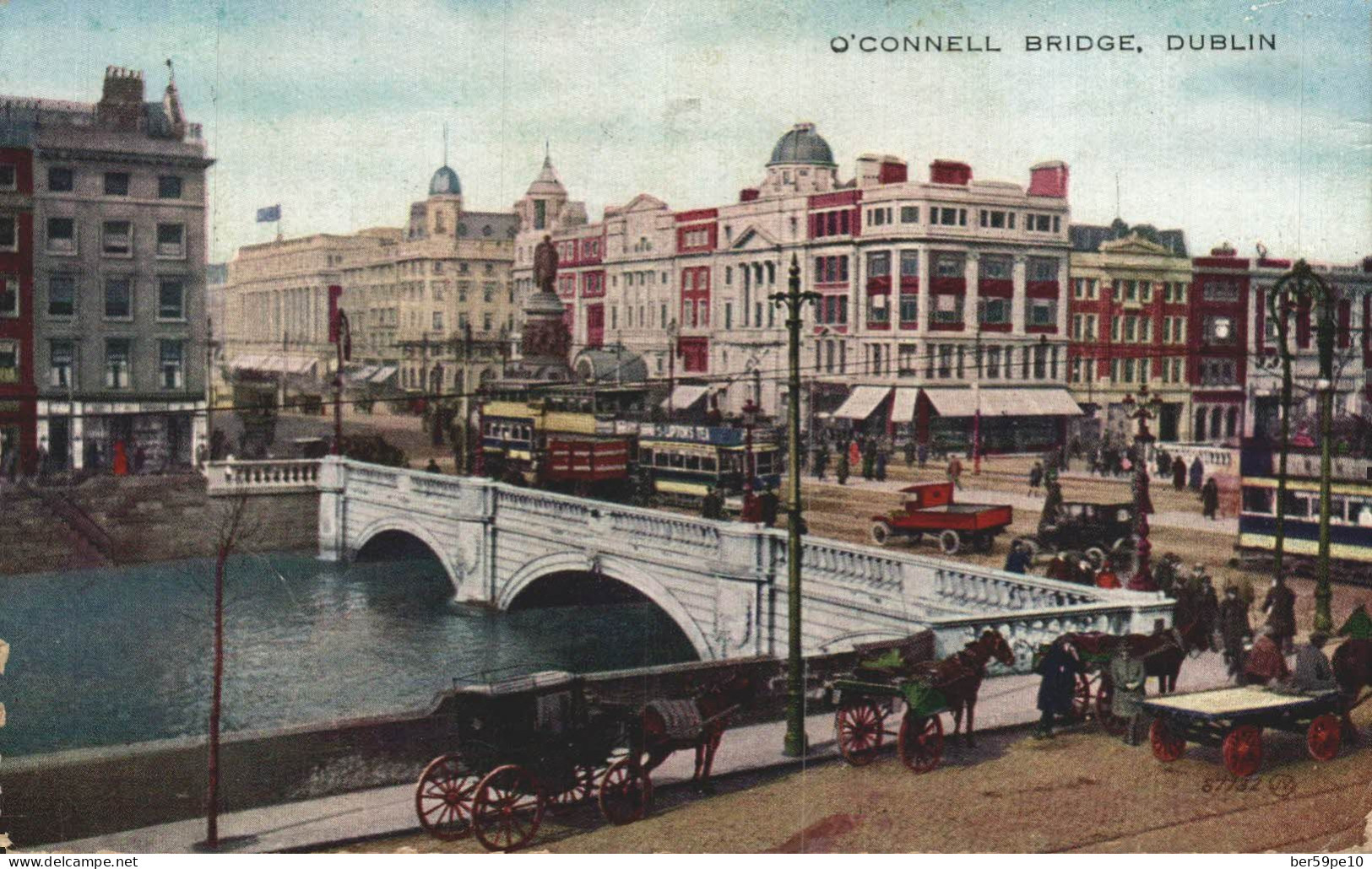 IRLANDE O'CONNELL BRIDGE DUBLIN CARIOLES A CHEVAL  TRAMS - Dublin