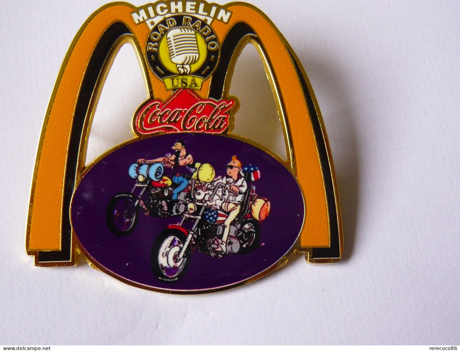 BIG Pins MAC DONALD S MICHELIN COCA TINTIN 25 EX 5 X 5 Cm 2 Attaches 2 Photos NEUF - McDonald's