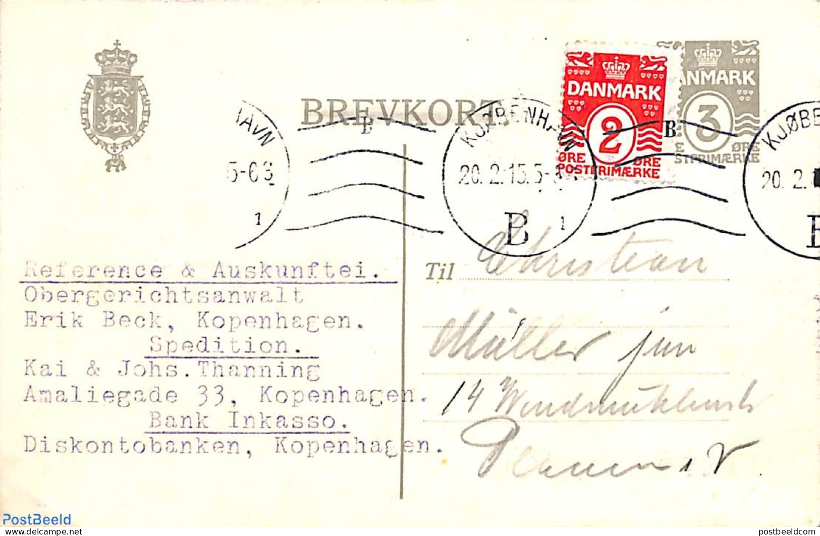 Denmark 1915 Postcard 3o, Uprated , Used Postal Stationary - Briefe U. Dokumente