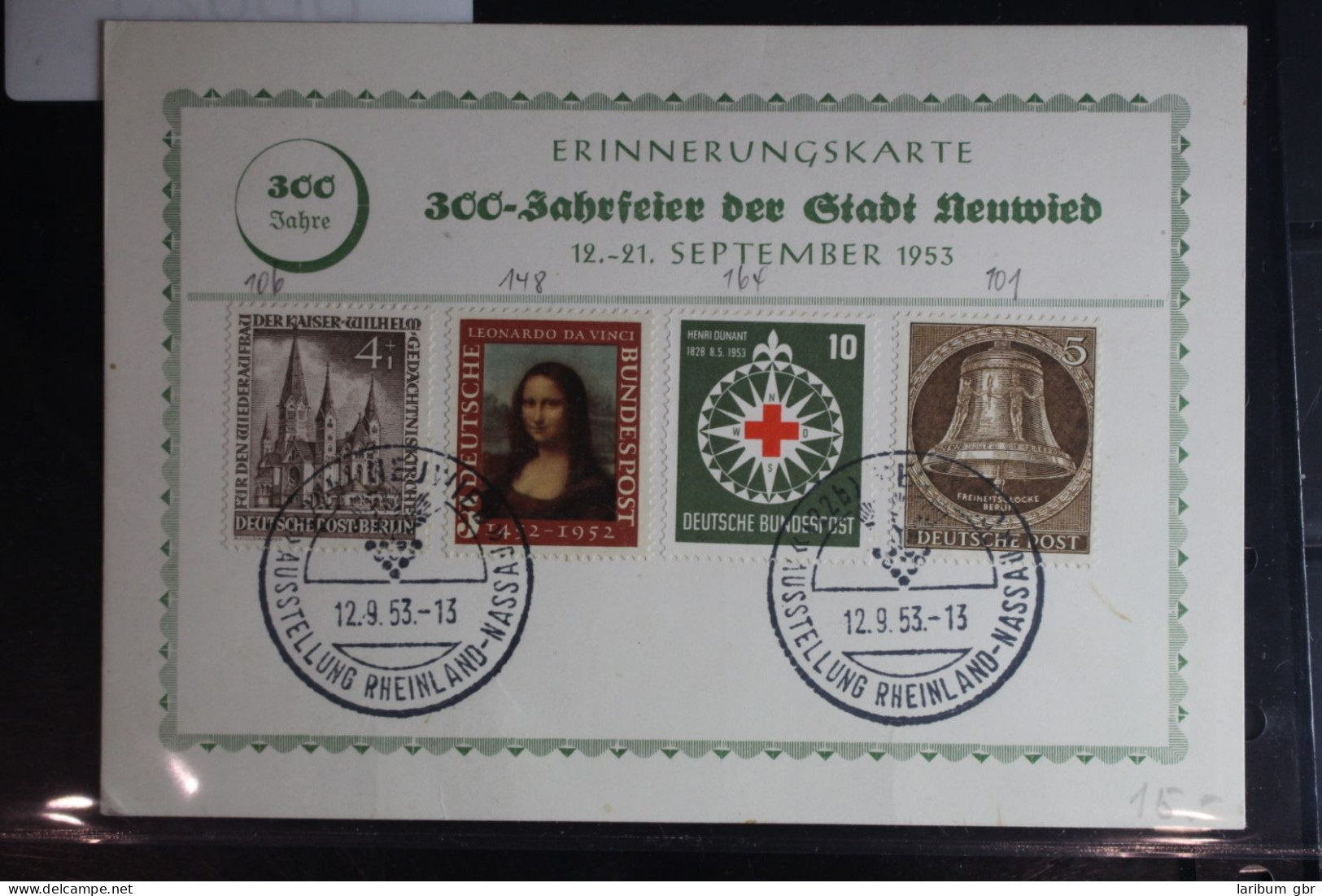 Berlin 106 U.a. Auf Postkarte (Gedenkkarte Stadt Neuwied) #BB825 - Sonstige & Ohne Zuordnung