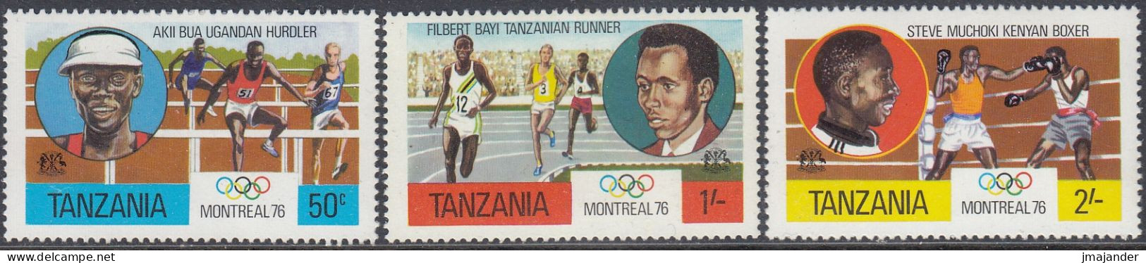 Tanzania 1976 - Summer Olympic Games In Montreal: Hurdles, Running, Boxing - Part Set (3 Sh Missing) Mi 58-60 A ** MNH - Guinea (1958-...)