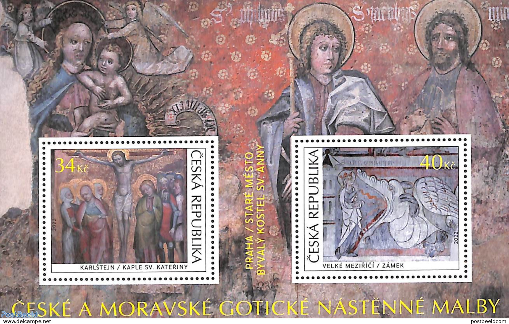 Czech Republic 2022 Gothic Wall Paintings S/s, Mint NH, Art - Paintings - Other & Unclassified