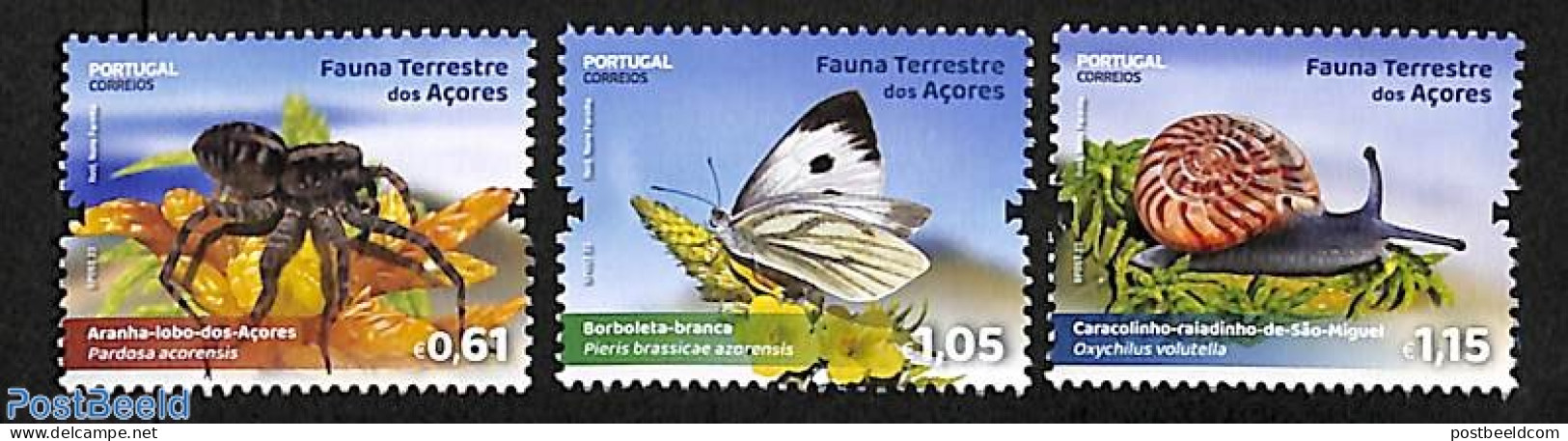 Azores 2023 Fauna 3v, Mint NH, Nature - Animals (others & Mixed) - Butterflies - Açores