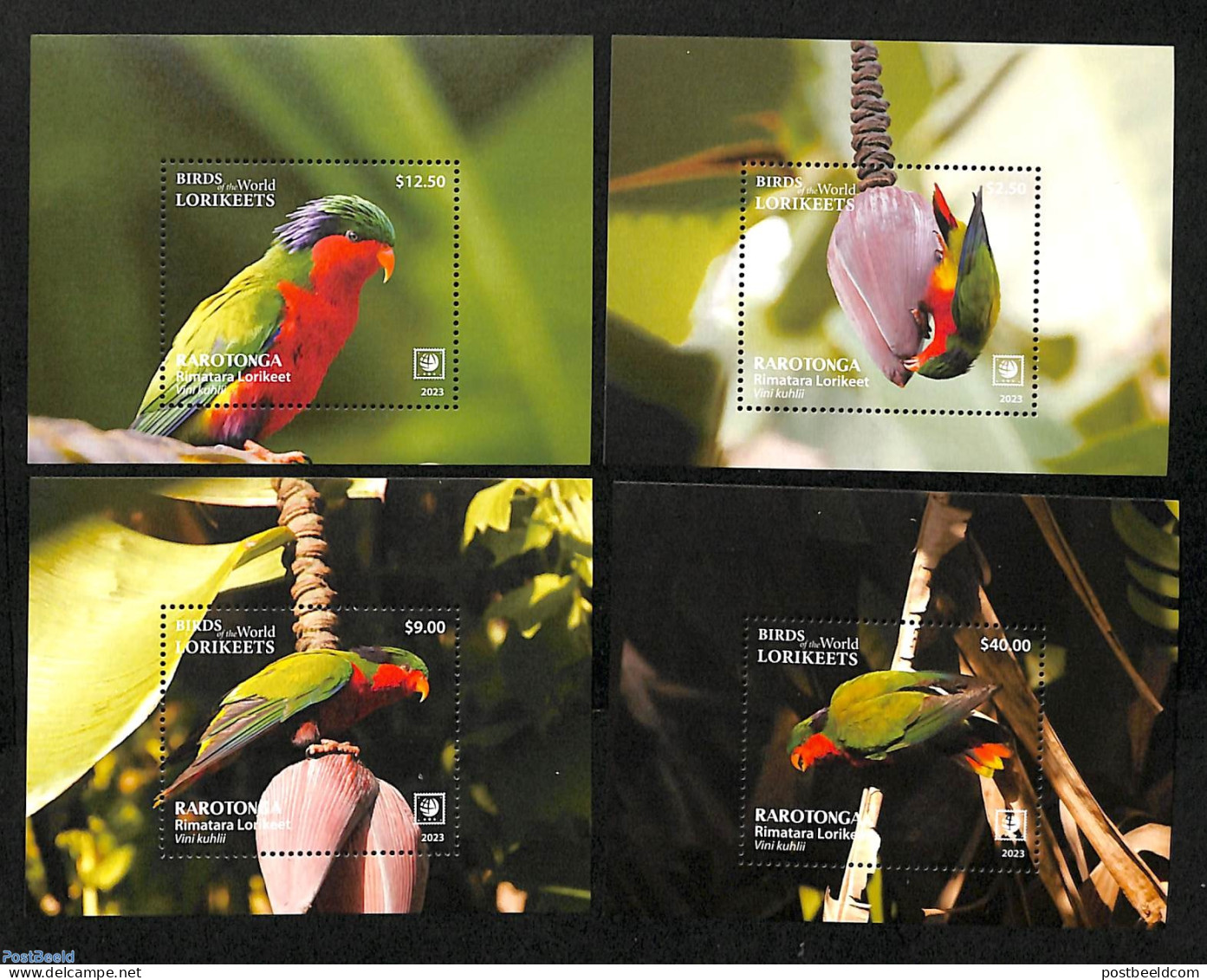 Cook Islands 2023 Lorikeets 4 S/s, Mint NH, Nature - Birds - Parrots - Altri & Non Classificati