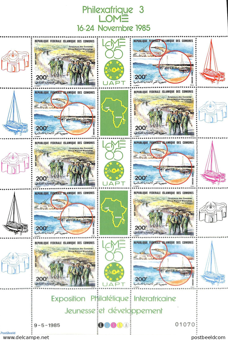 Comoros 1985 Philexafrique M/s, Mint NH, Sport - Transport - Scouting - Ships And Boats - Ships