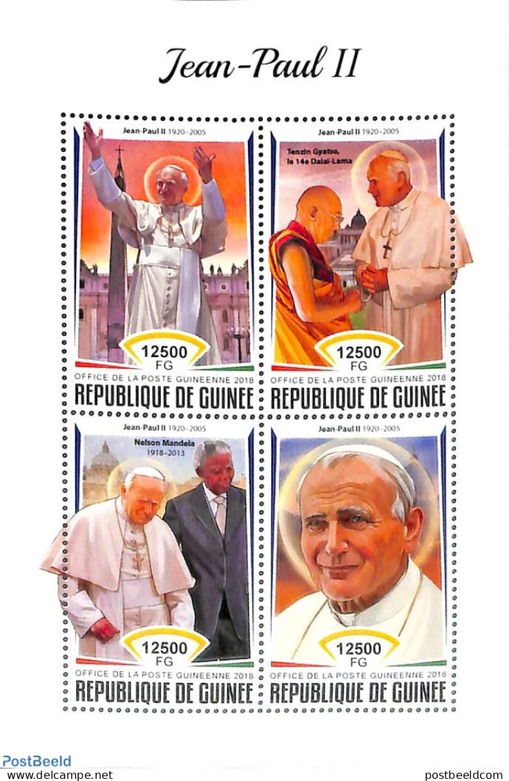 Guinea, Republic 2018 Pope John Paul II 4v M/s, Mint NH, Religion - Pope - Religion - Papes